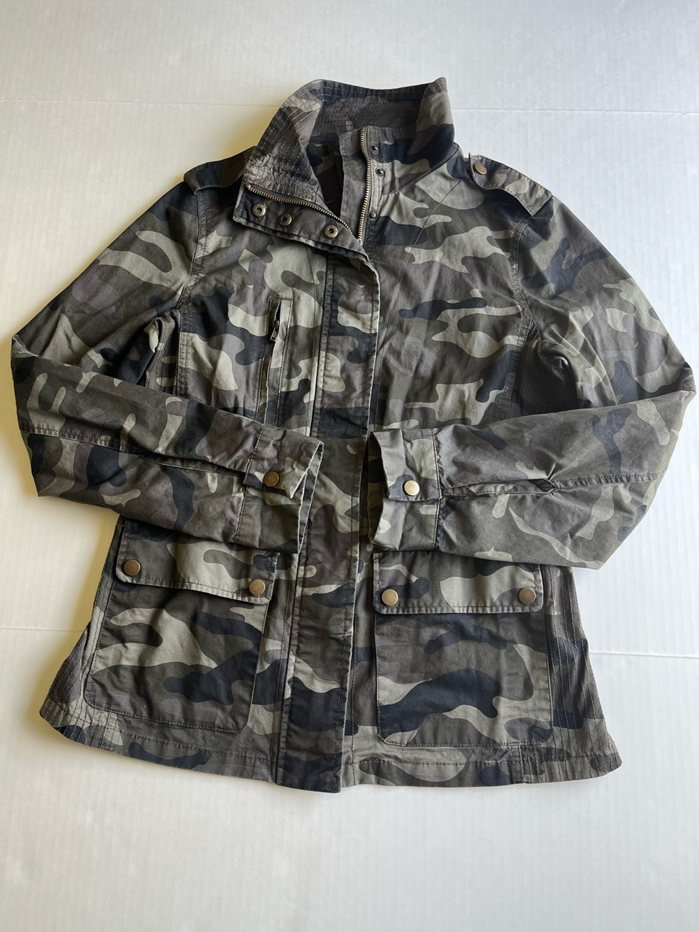 2Sable Women’s Green Camo Print Cotton Utility Military Cargo Casual Jacket M